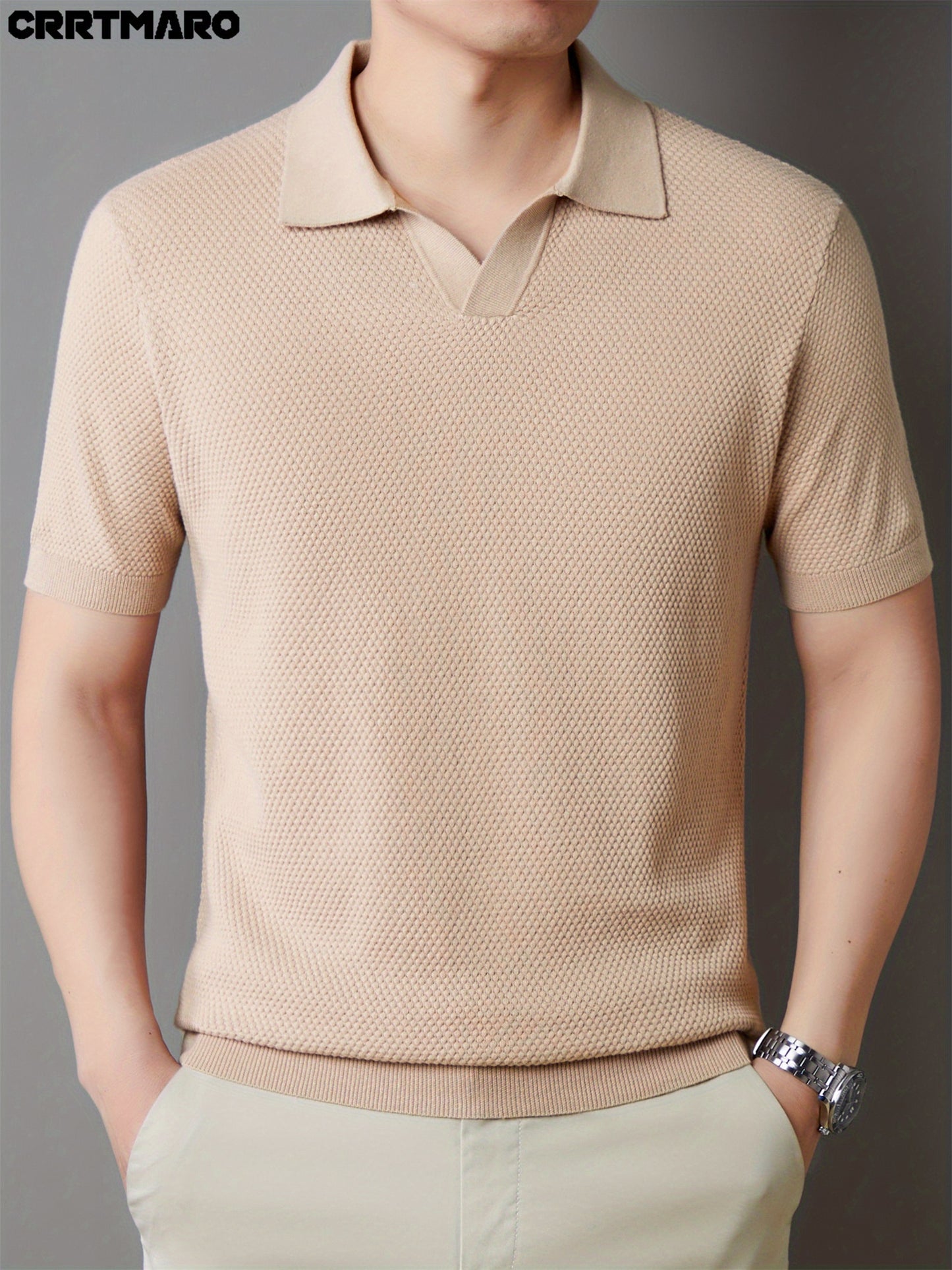 Men's 100% Cotton Shirt - Classic Fit Casual Short Sleeve, Solid Color Button- Collar for Spring/Fall, Versatile for Office & Casual Attire