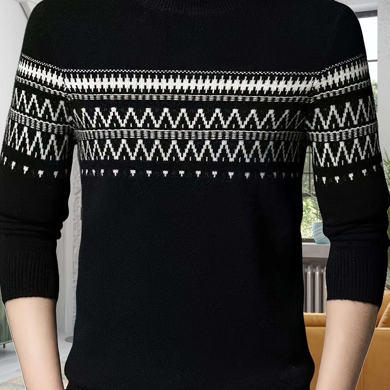 Sweater Plus Size à Motifs Géométriques