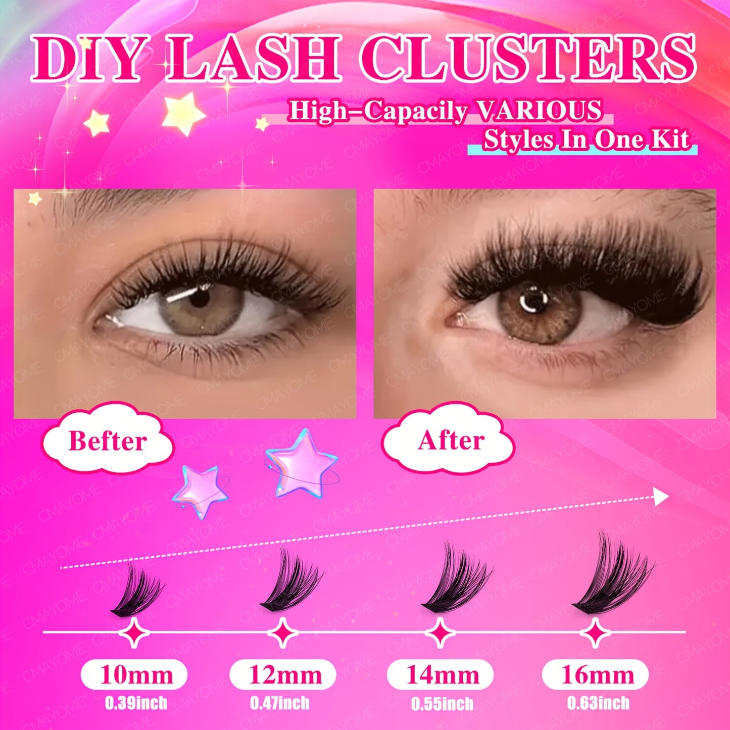 Set de Cils Postiches Fluffy – 240/640 pcs, Grande Capacité, 4 Styles à Mixer, Longueurs Mélangées 8-18 mm, Épaisseurs 10D-100D, Inclus Colle et Outils, Réutilisables et Durables, Idéal pour Débutants, DIY, Extensions et Effet Naturel