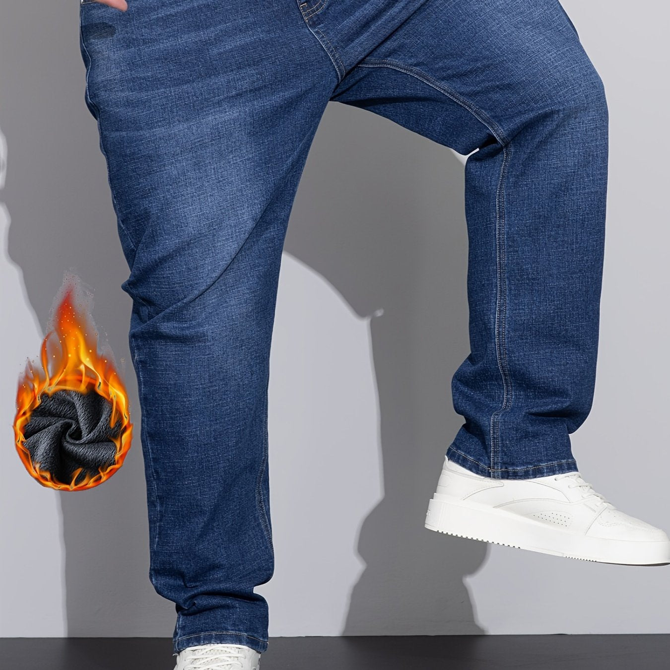 Jeans grande taille pour homme – doublure polaire, stretch, chaud, durable et confortable, idéal travail en extérieur, collection automne/hiver