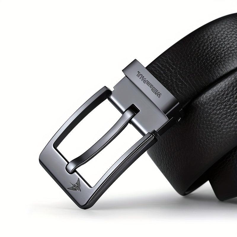 Ceinture Homme en Cuir Véritable – Boucle Carrée Premium, Noir, Style Professionnel et Décontracté, Durable et Élégante, Accessoire Parfait pour Tenue Formelle, Ceinture Minimaliste de Qualité