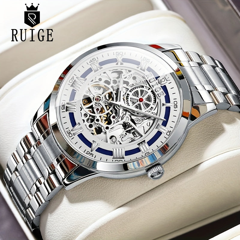 Montre Mécanique Automatique pour Homme – Cadran Squelette à Remontage Automatique, Aiguilles Luminescentes, Bracelet en Acier Inoxydable – Idéale pour le Quotidien, les Tenues Business & Formelles – Sans Batterie