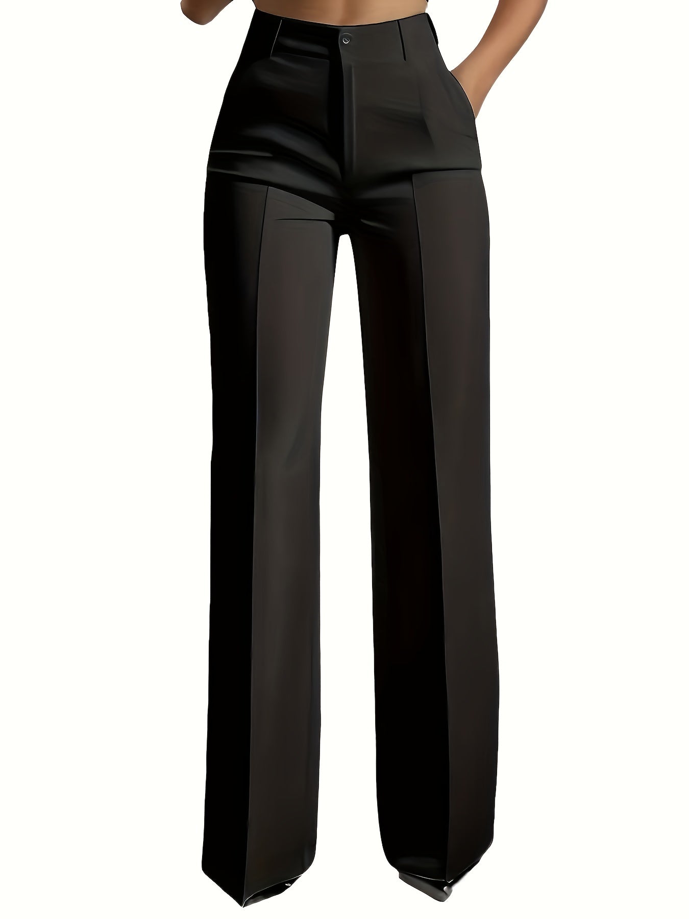 Lot de 2 Pantalons Femme Élégants Droits – Taille Élastique avec Poches Obliques