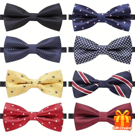 Lot de 8 Cravates & Nœuds Papillon Homme – Motifs Variés, Ajustables, Idéal Mariage & Événements