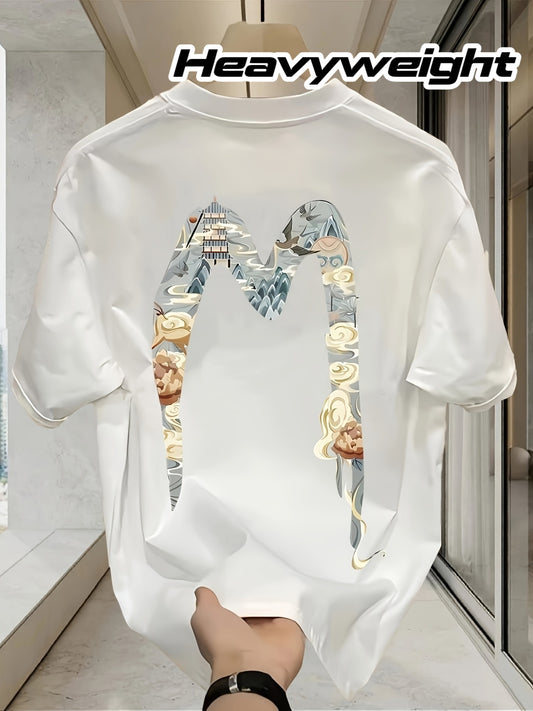 Men'S Heavyweight T-Shirt - Loose Fit Casual Summer Tee with Heart Graphic, Round Neck Short Sleeve Shirt for Everyday & Formal Wear - Breathable Everyday Essential for Valentine's, Father'S Day, Chinese New Year - Ideal Gift