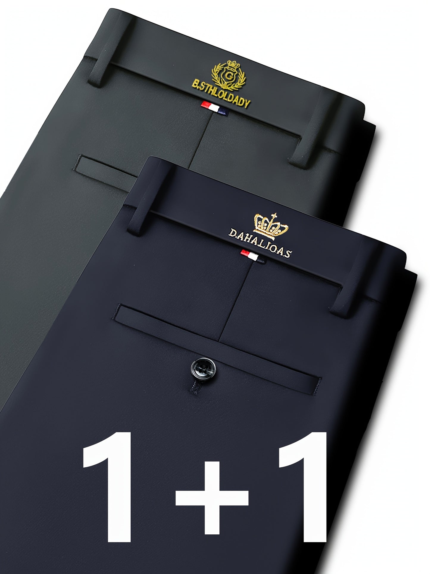 Pantalons business casual extensibles pour homme (2 pièces) – haute élasticité, infroissables, toutes saisons, logo, coupe régulière, lavables en machine, idéals bureau et événements sociaux