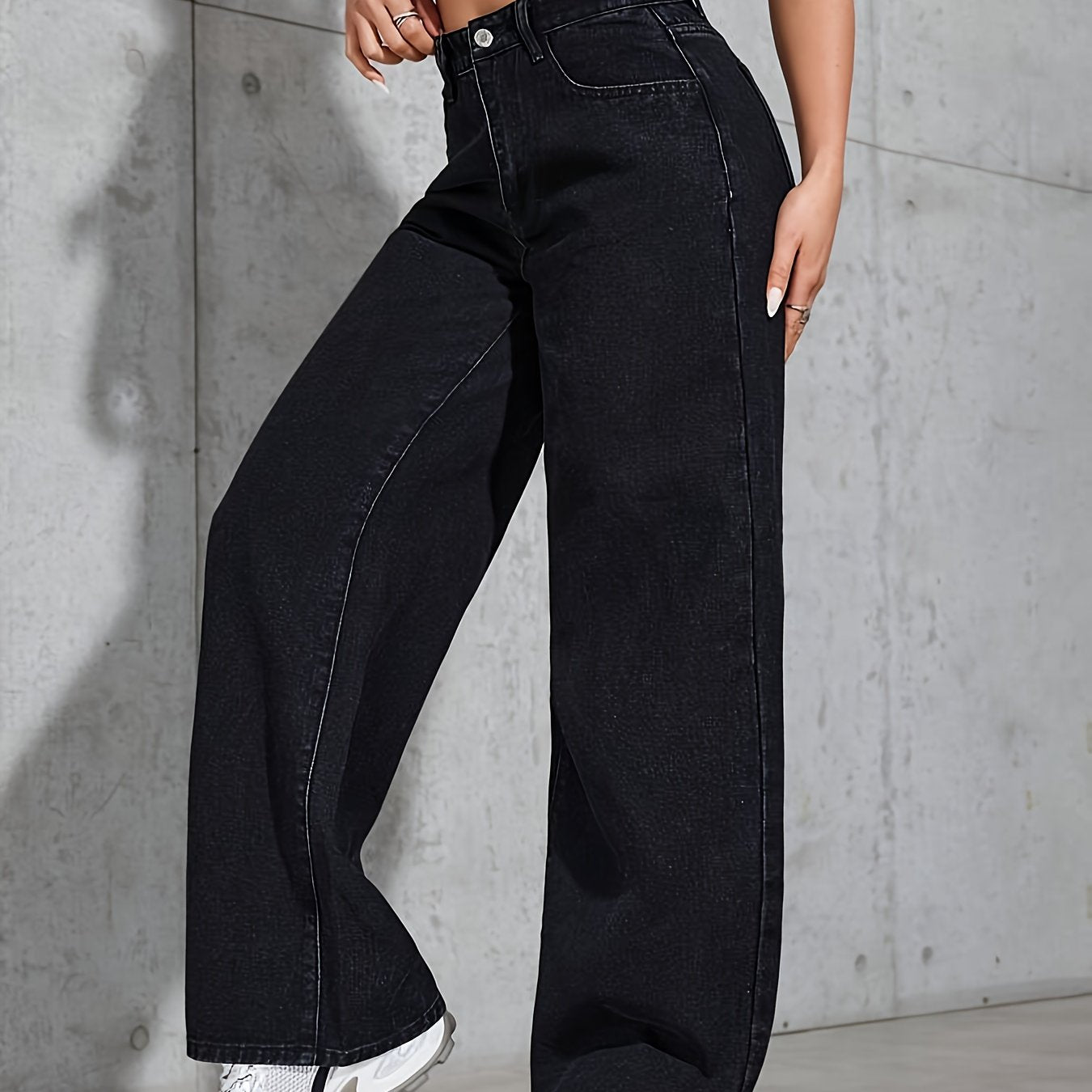 Jeans Femme CPUY Extensible Non Transparent Jambe Droite Taille Mi-Haute Longue Toute Saison Décontracté et Formel Lavable