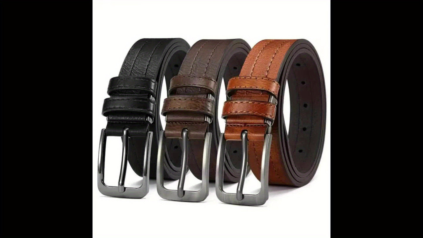 Lot de 3 Ceintures Homme Décontractées Vintage – Ceintures Durables et Respirantes, Conçues pour Professionnels, Personnes Matures et Amateurs de Mode, Idéales Comme Cadeau pour Toutes Occasions, Ceintures Homme de Luxe, Ajustables, Boucle Carrée