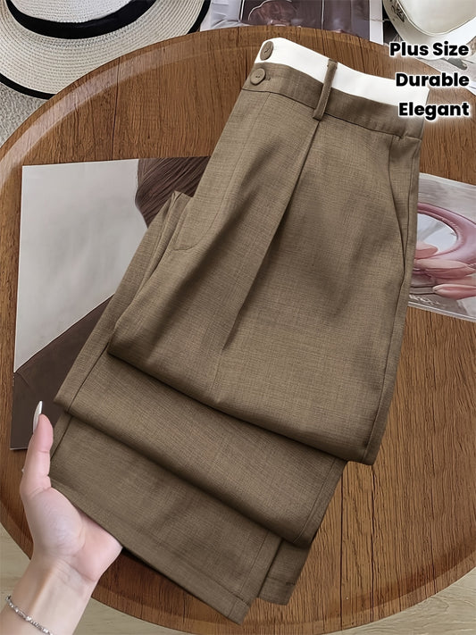 Pantalon Femme Grande Taille Élégant – Style Bureau avec Boutons