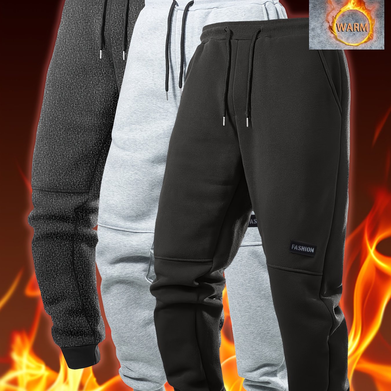 Pantalons Hiver Homme – Joggers Thermiques, Cordon, Grande Taille, Tissu Non-Stretch