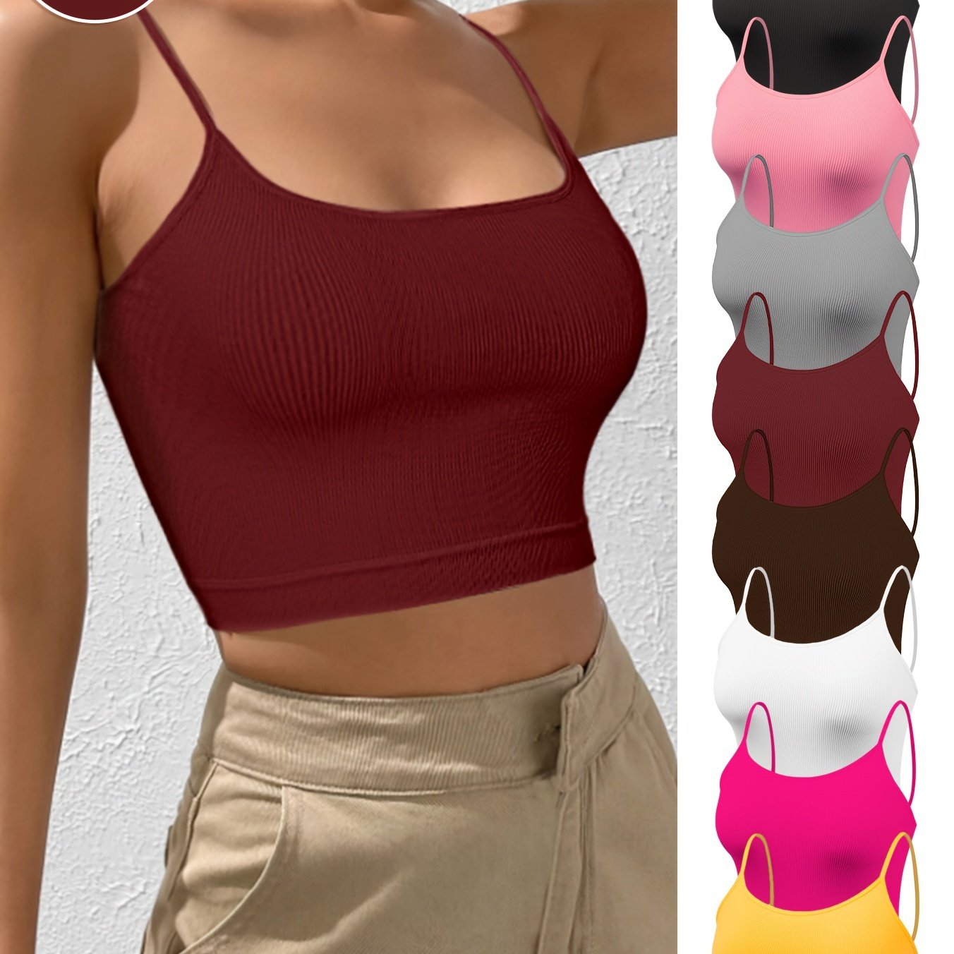 Lot de 8 Brassières et Débardeurs Femme Sans Couture Rayés