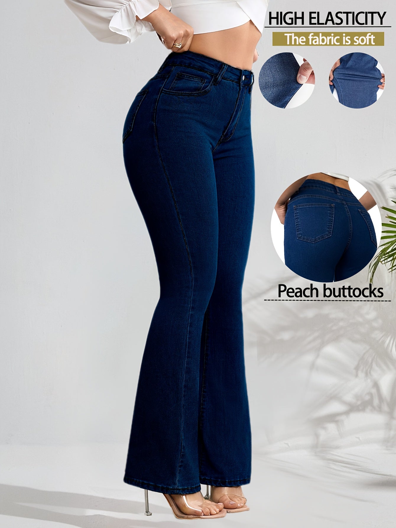 Jeans évasés bleus élégants et confortables pour femmes style casual