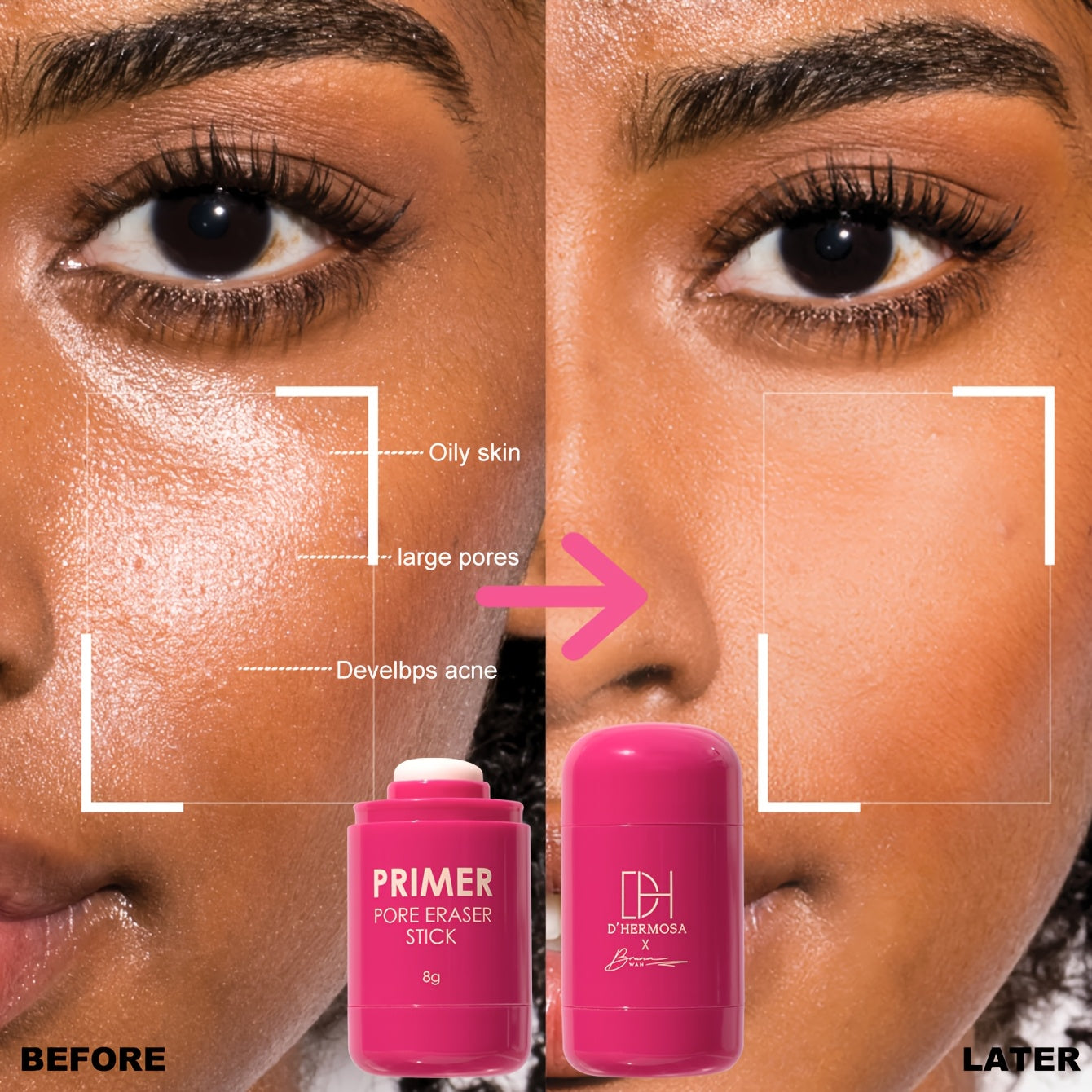 3 pcs Stick Correcteur & Base Matifiante – Contrôle du Sébum, Réducteur de Pores, Formule Non Grasse, Hydratation Longue Tenue, Texture Baume, Beige Clair