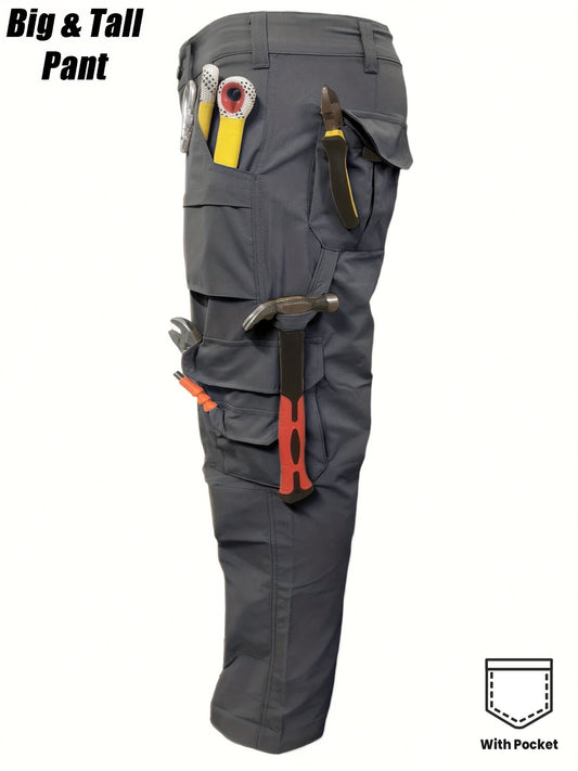 Pantalon cargo robuste grande taille pour homme – multi-poches avec système MOLLE, passants de ceinture et poches zippées, coupe droite, idéal outdoor, randonnée, chasse et camping