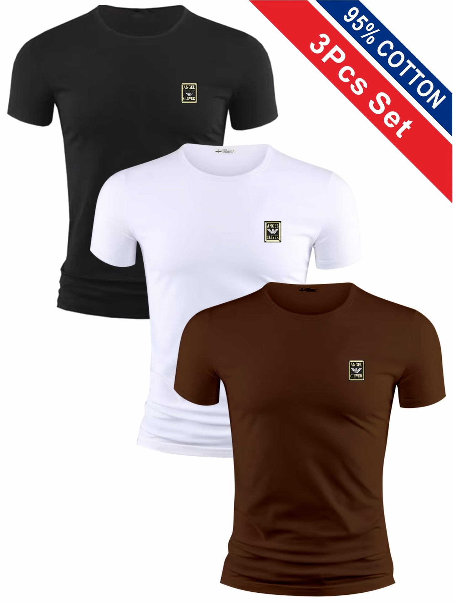 3pcs Men'S Cotton Short Sleeve T-Shirts - Summer'S Best Choice, Fashion Letter Print, Casual Round Neck, Breathable Sports Tops, Comfortable Loose Fit, Stylish Streetwear, Ideal for Outdoor Activities, Regular Version, All-Se
