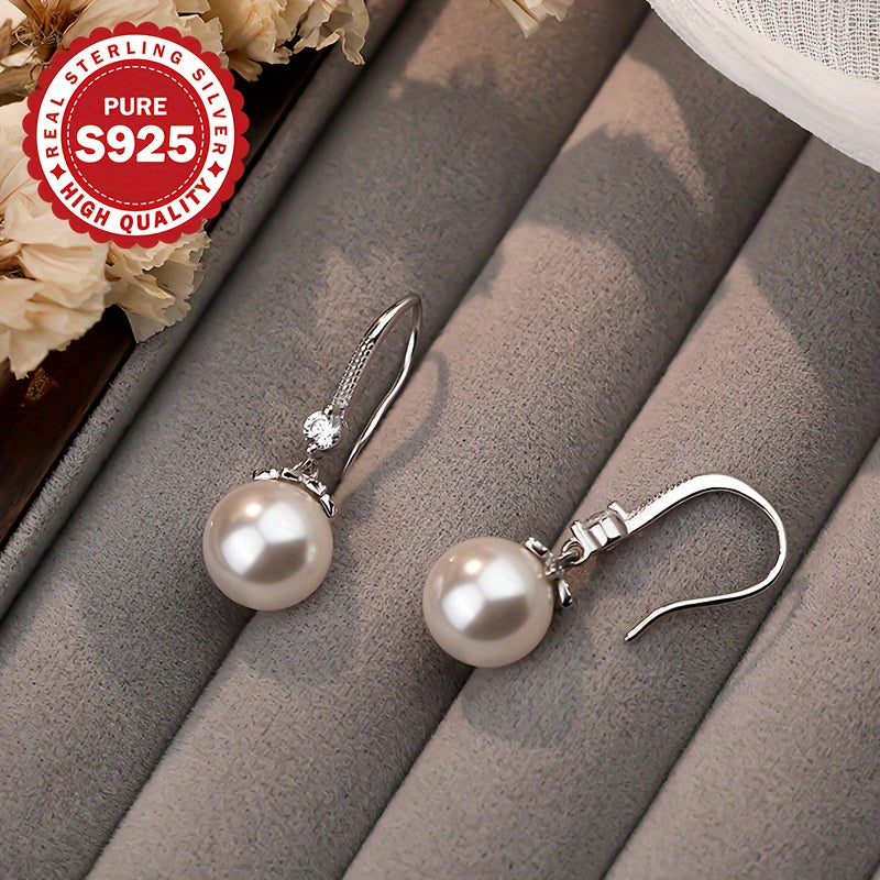 Boucles d’oreilles à crochet pour femmes en argent S925, design minimaliste raffiné, élégantes pour soirées et fêtes, hypoallergéniques, cadeau parfait.