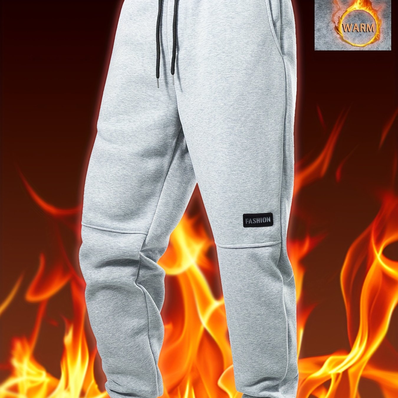 Pantalon thermique épais pour homme – taille à cordon, tissu non extensible, doublure polaire, idéal hiver, usage formel et quotidien, grande taille