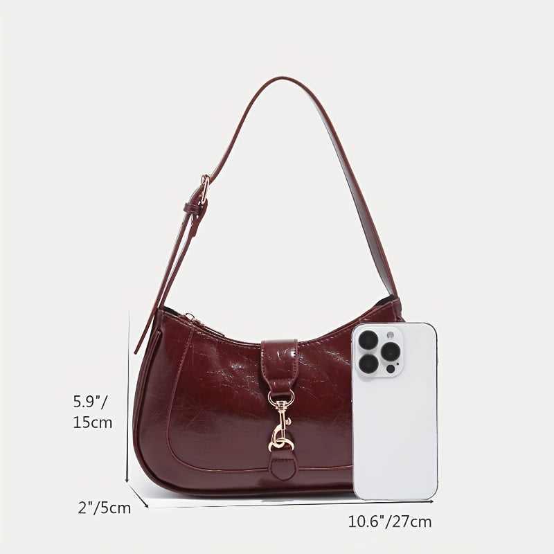 Sac Rétro Femme – Sac à Main et Bandoulière en Simili, Sac Croissant Bourgogne, Sangle Réglable, Fermeture Boucle, Élégant pour Rendez-vous, Soirées ou Sorties, Sac Polyvalent Convertible, Idéal Cadeau pour Mariage, Bureau ou Usage Quotidien