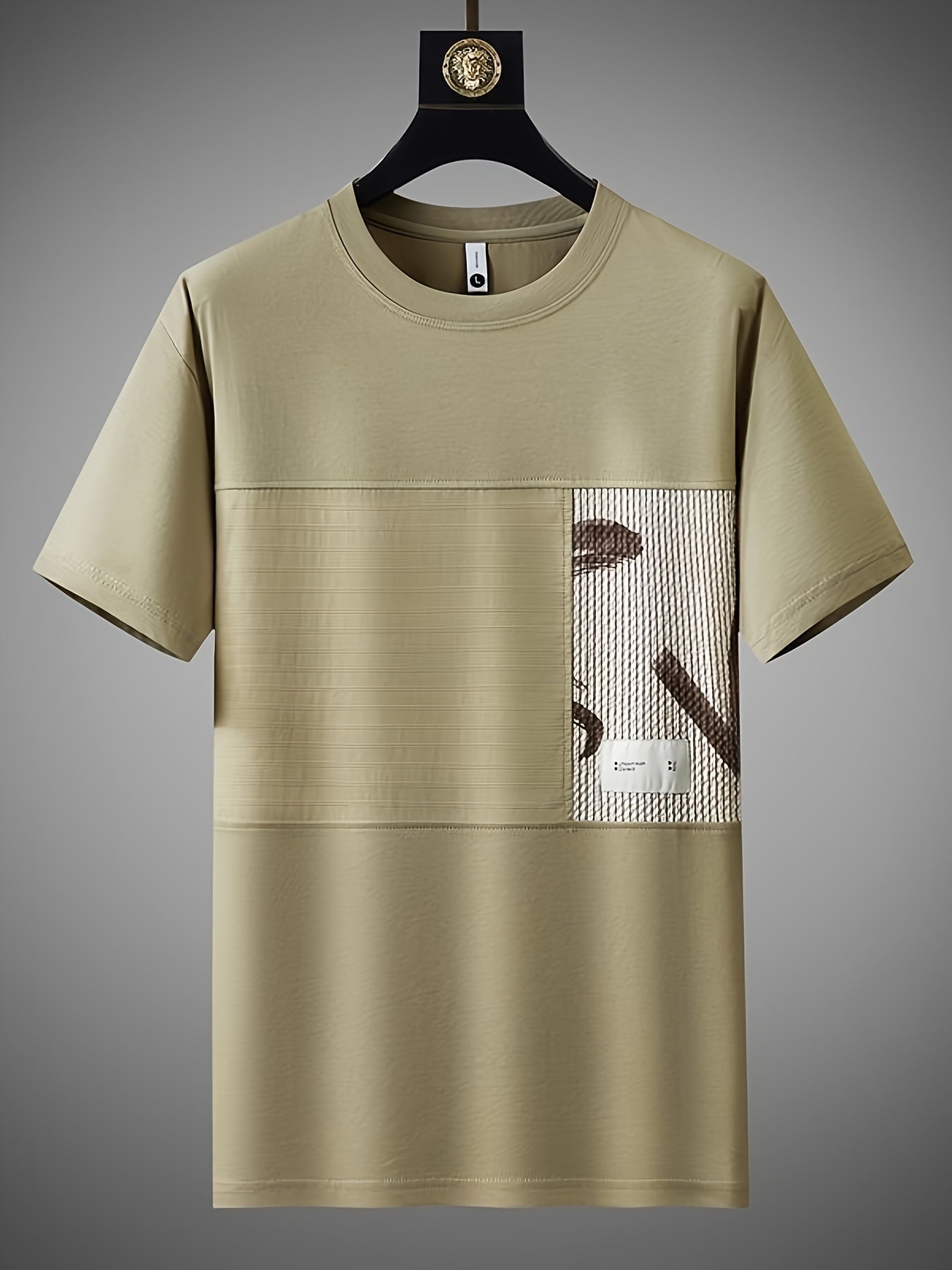 Men'S Slim-Fit Breathable Short Sleeve T-Shirt - Summer Casual Round Neck Tee with Geometric Pattern, Wrinkle-Resistant & Fade-Resistant, Lightweight for Casual Attire, Breathable Clothing | Trendy Casualwear | Comfortable Fi