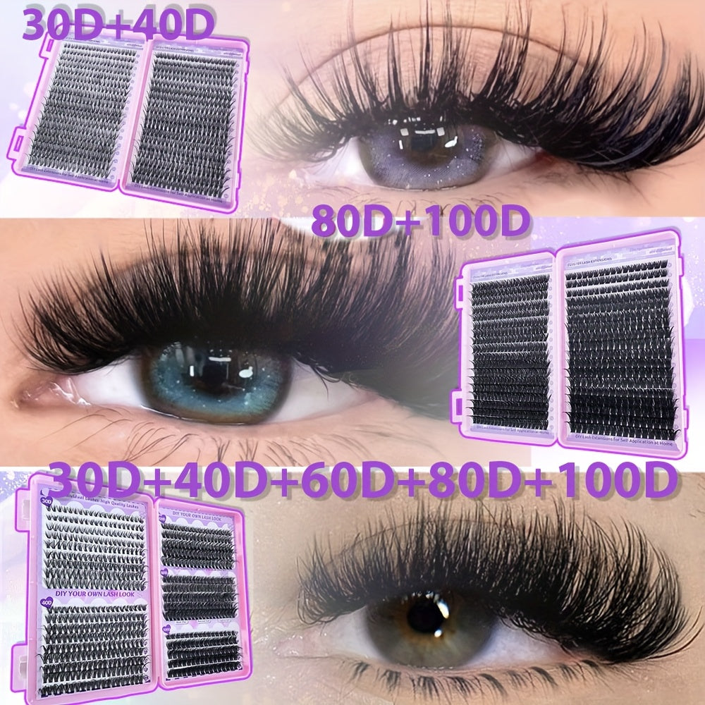 Livre de Cils avec 645/666/720 pcs – Faux Cils Épais, Naturels et Fluffy, Parfaits pour DIY Effet Cat-Eye ou Poupée, Look Naturel à la Maison