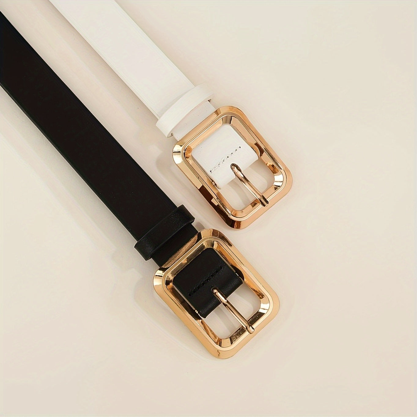 Ceinture Femme à Boucle Carrée Métal – Style Décontracté Bureau, Fait Main, Luxe Léger, Simple et Polyvalente, Adaptée T-shirt, Jeans, Robe, Tenue Formelle ou Décontractée