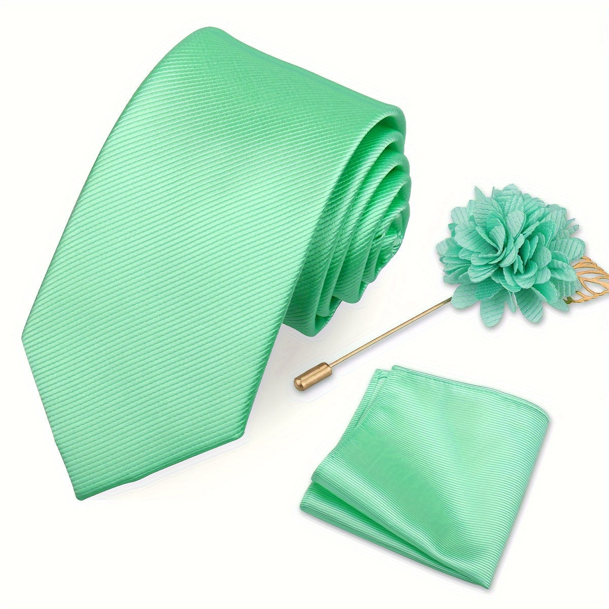 Lot de 3 Accessoires Homme – Cravate, Pochette & Broche Classiques