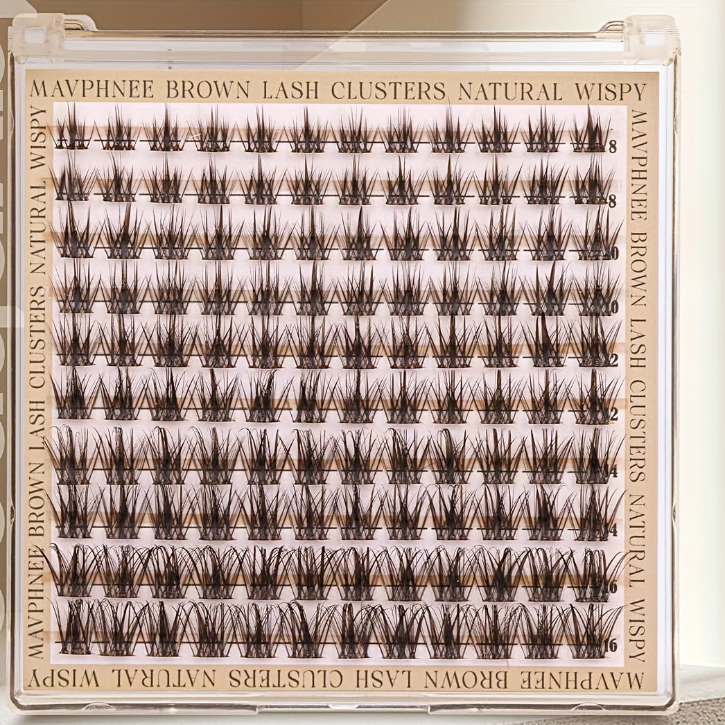 Lot de 120 Touffes de Cils Naturels Bruns – Longs et Épais, Multi-Styles, Effet Œil de Chat, Courbure D, Longueurs 8-16 mm, Idéal Débutants, Extensions DIY