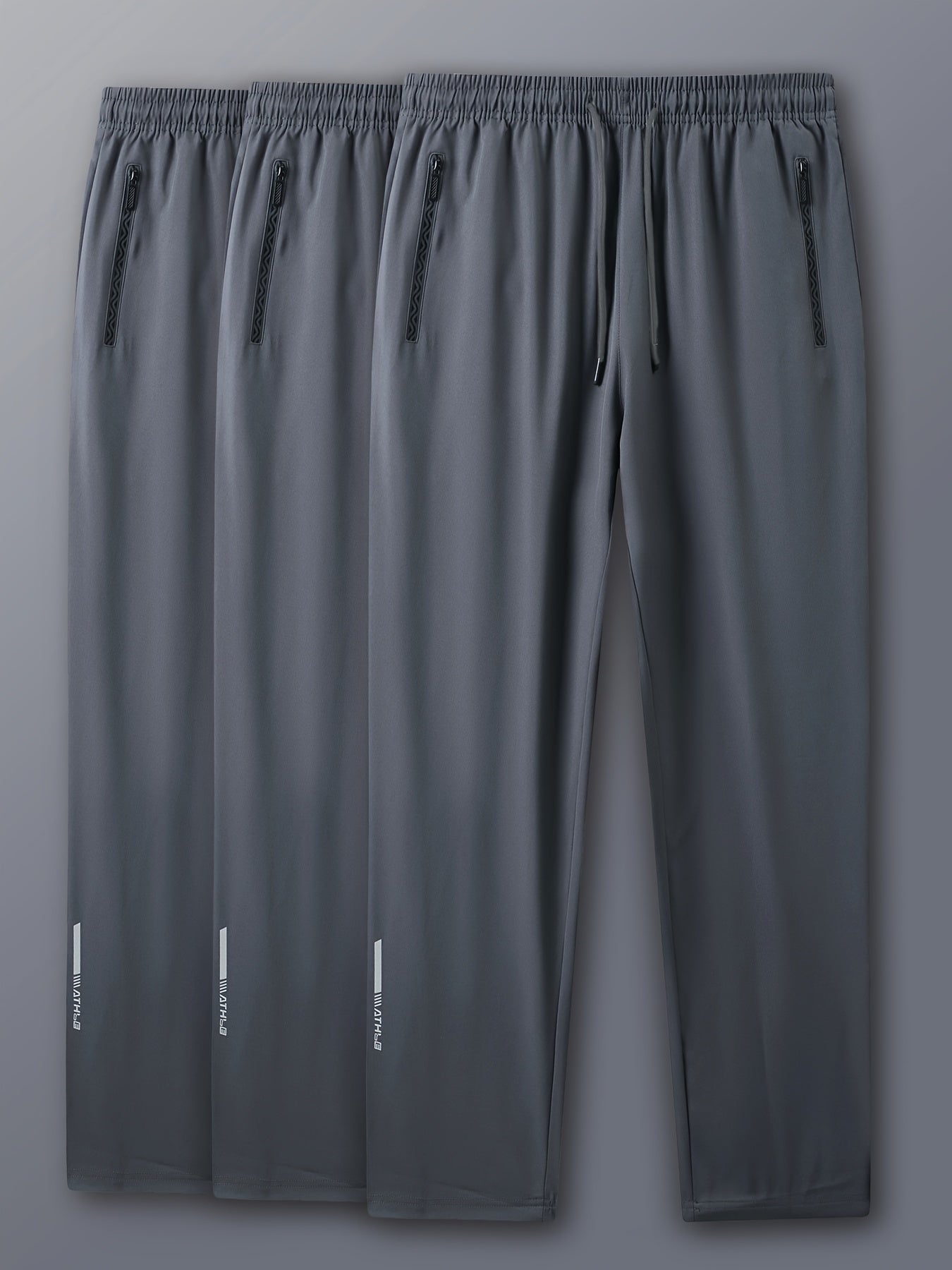 3pcs Joggers Homme – Imprimés, Cordon, Poches Zippées, Polyester, Casual