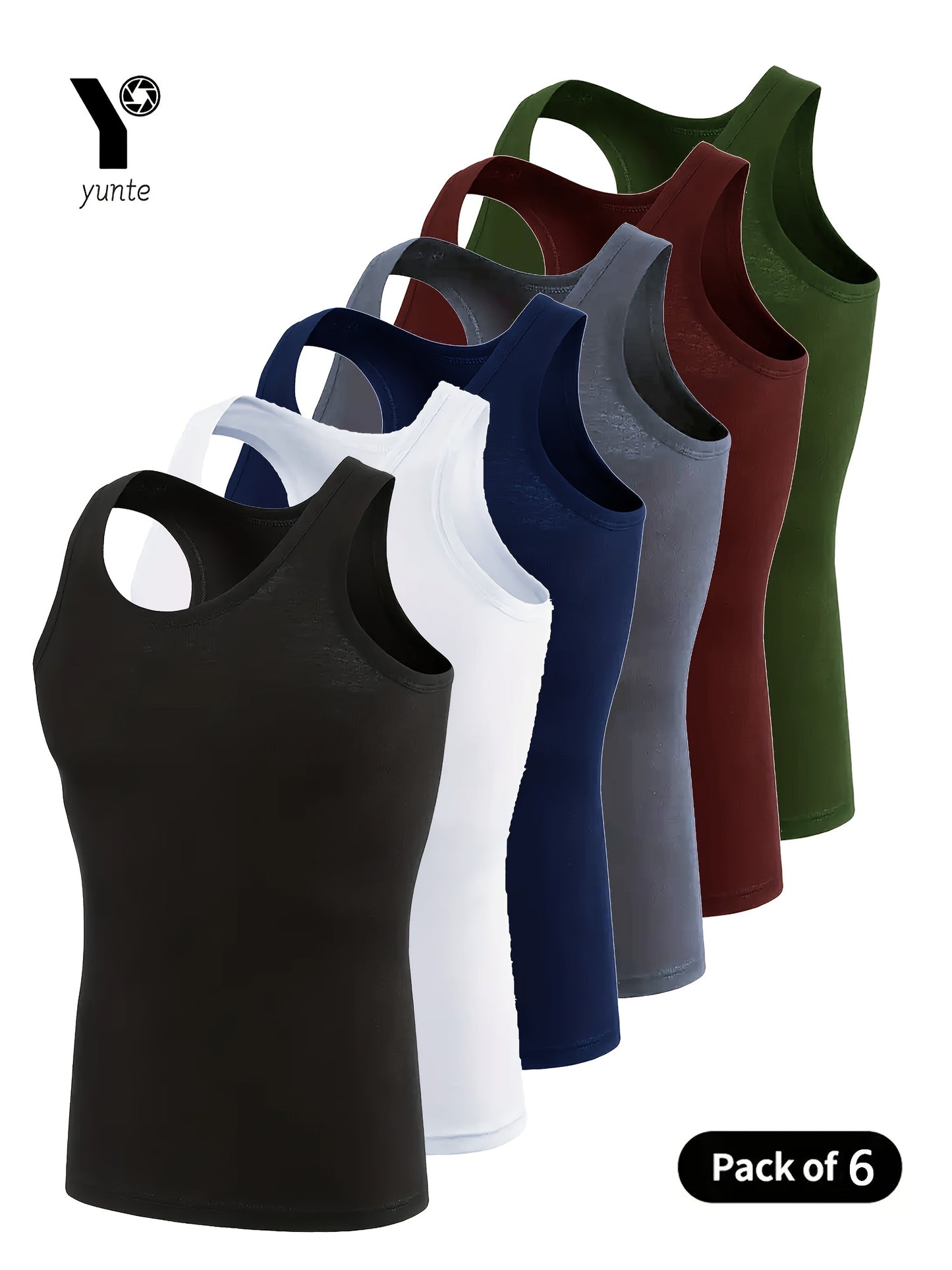 Lot de 6 Débardeurs Sport Homme – Polyester Respirant et Séchage Rapide, Couleurs Variées, Fitness et Décontracté