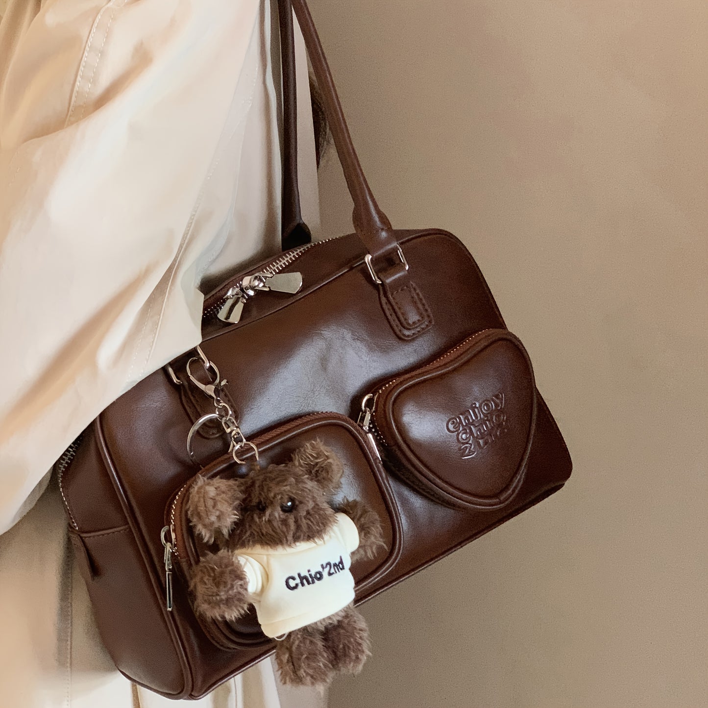 Sac coussin tendance femme - marron