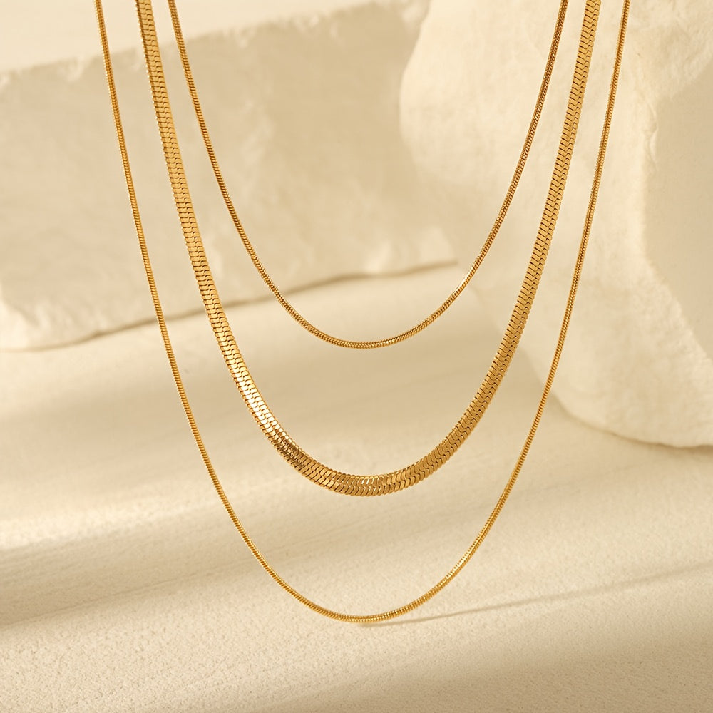 Collier Femme en Acier Inoxydable de Haute Qualité – Plaqué Or 18K, Anti-Décoloration, Confortable et Polyvalent, Design Simple et Élégant, Bijoux et Accessoires Tendance pour Quotidien ou Soirées, Cadeau Raffiné