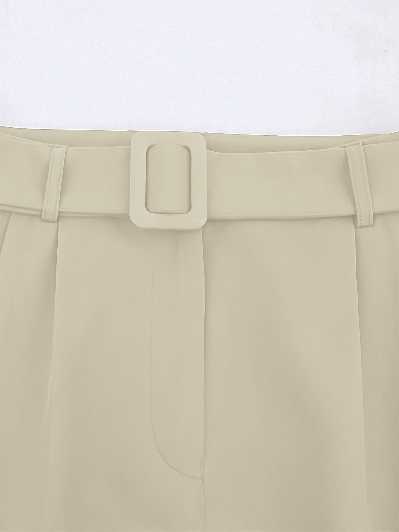 Pantalon Femme Élégant Jambe Droite – Polyester, Ceinturé, Couleur Unie, Confortable, Bureau et Décontracté, Printemps/Automne