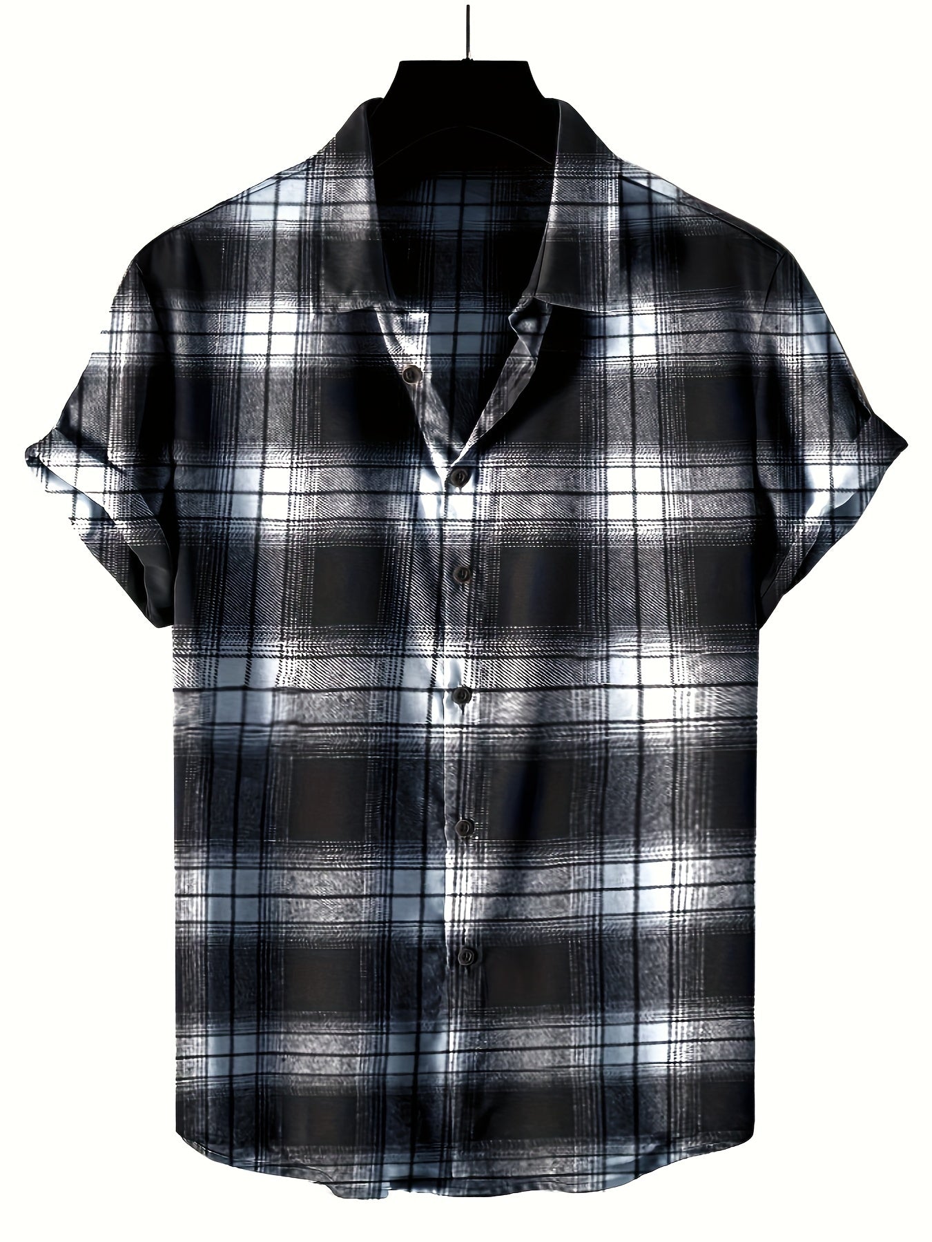 Plaid Fashionable And Simple Men's Short Sleeve Casual Lapel Simple Shirt, Trendy And Versatile, Suitable For Dates