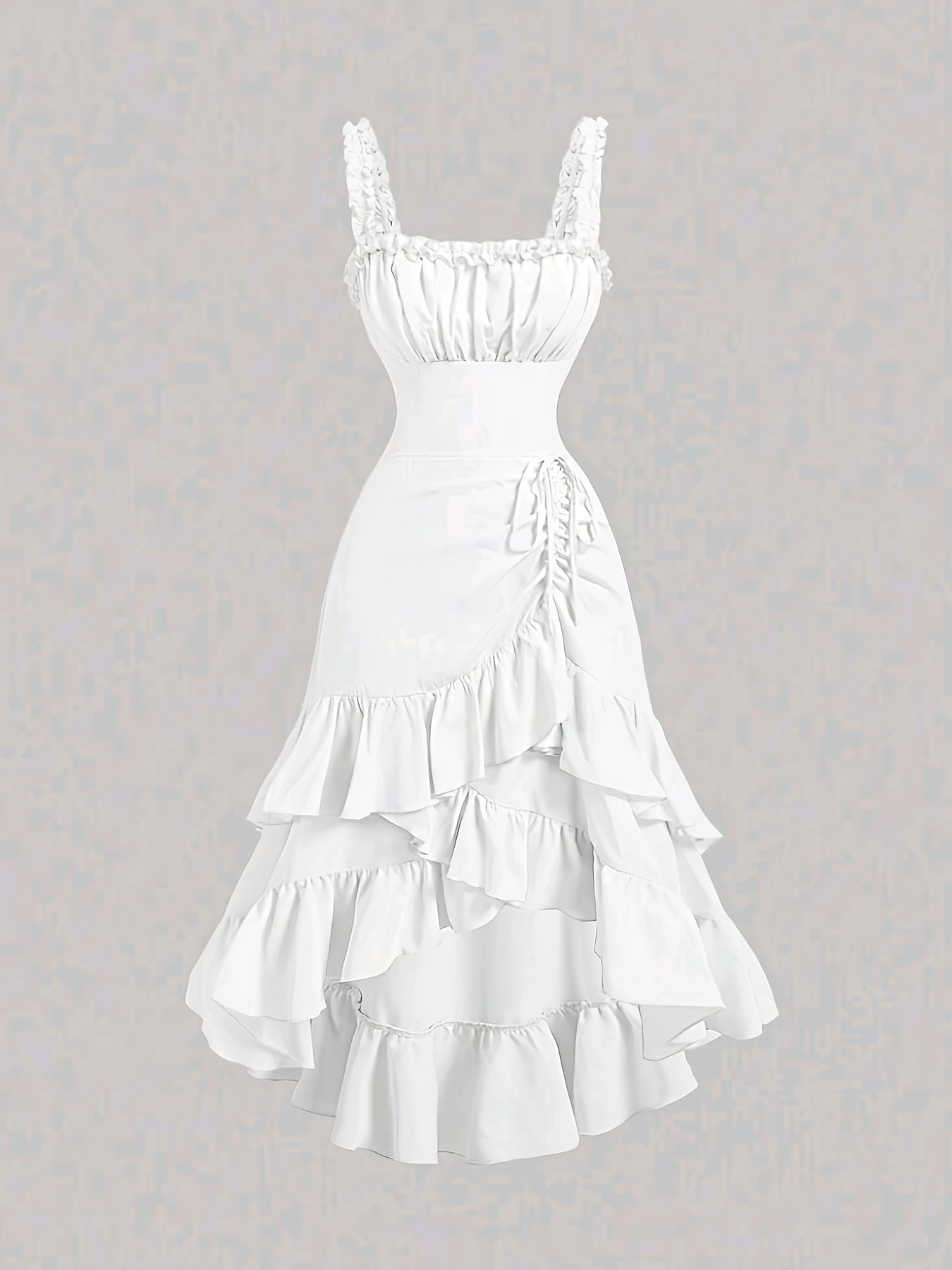 Robe romantique vintage à ourlet volanté pour femme