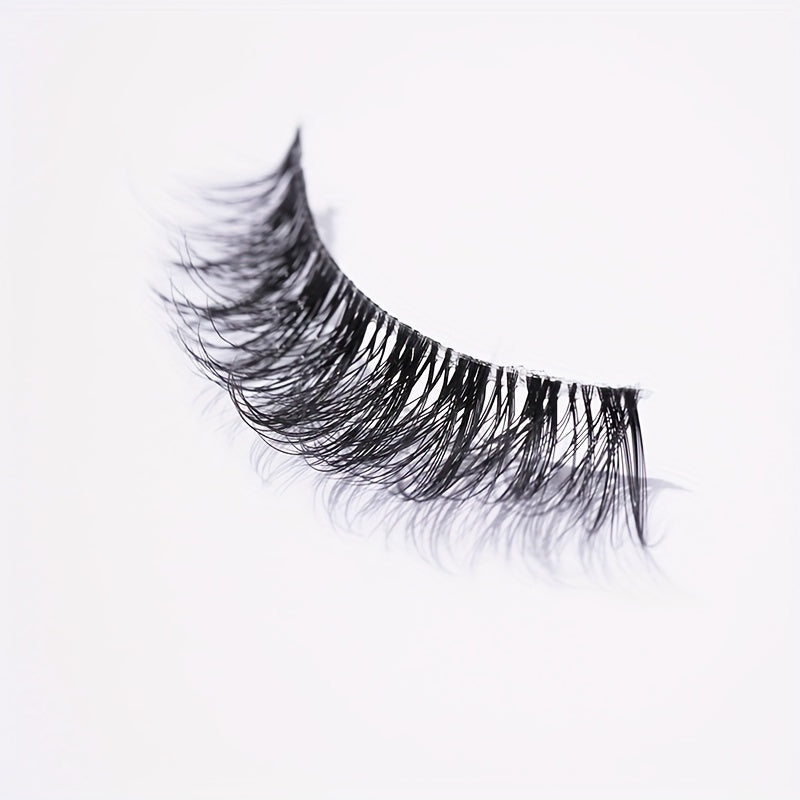 7 Paires de Cils Postiches Naturels – Style Croisé Queue de Poisson, D Curl, Base Transparente, Effet Naturel