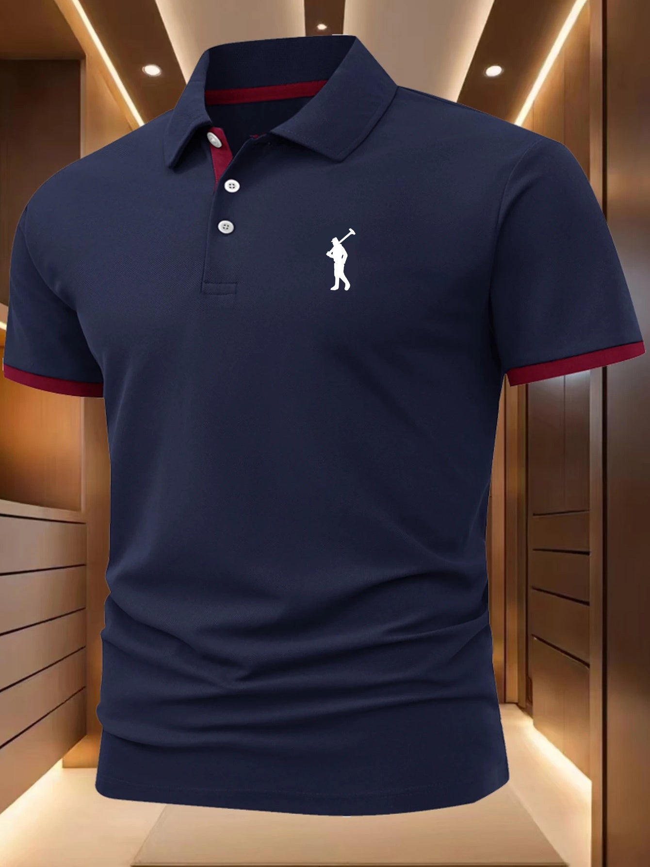 A432 - Men's Fashion Minimalist Striped Print Summer Breathable Shirt with Collar, Trendy Golf Style, Slight Stretch, Super Comfortable, Breathable, Versatile, Business Casual Summer Outdoor Activity Top