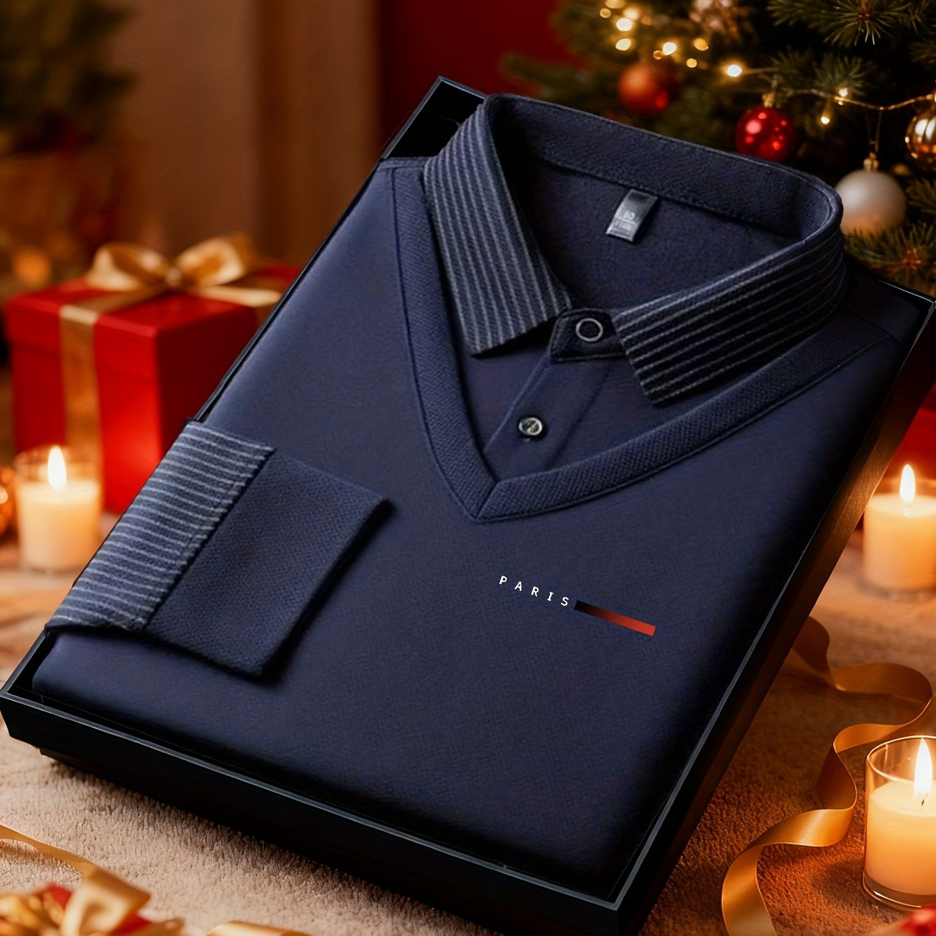 Men'S Faux Two-Piece Shirt Collar Knitwear, a Business Casual Striped Patchwork Top Featuring a Milano Letter Print Design, Available in Various Colors. It Has a Gray And Golden Contrasting Collar And Cuffs, a Simple Solid Co