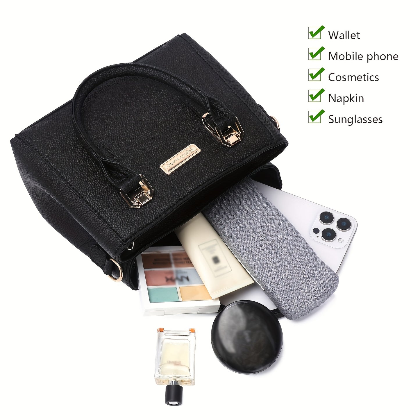 Ensemble 2 pièces sac à main et portefeuille femme, multi-poches, bandoulière, pendentif, polyvalent pour travail et voyage, cadeau parfait