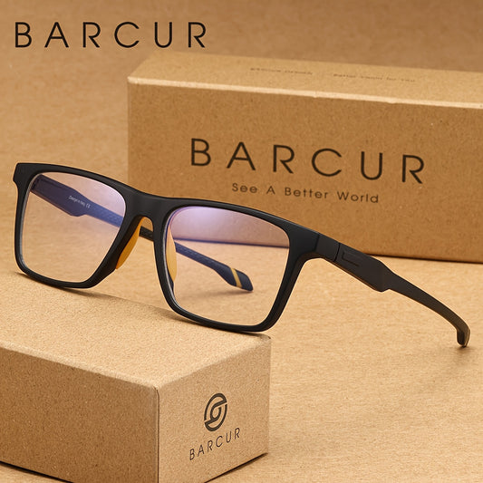 BARCUR Anti-Blue Light Glasses - Lightweight Non- Computer Glasses with Square Frame, Anti-Eye Strain for Office, Gaming, Online Classes - Men & Women, Ideal Gift