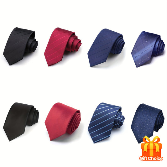 8pcs Cravates Homme – Rayées, 8cm, Multicolores, Bureau, Mariage & Événements
