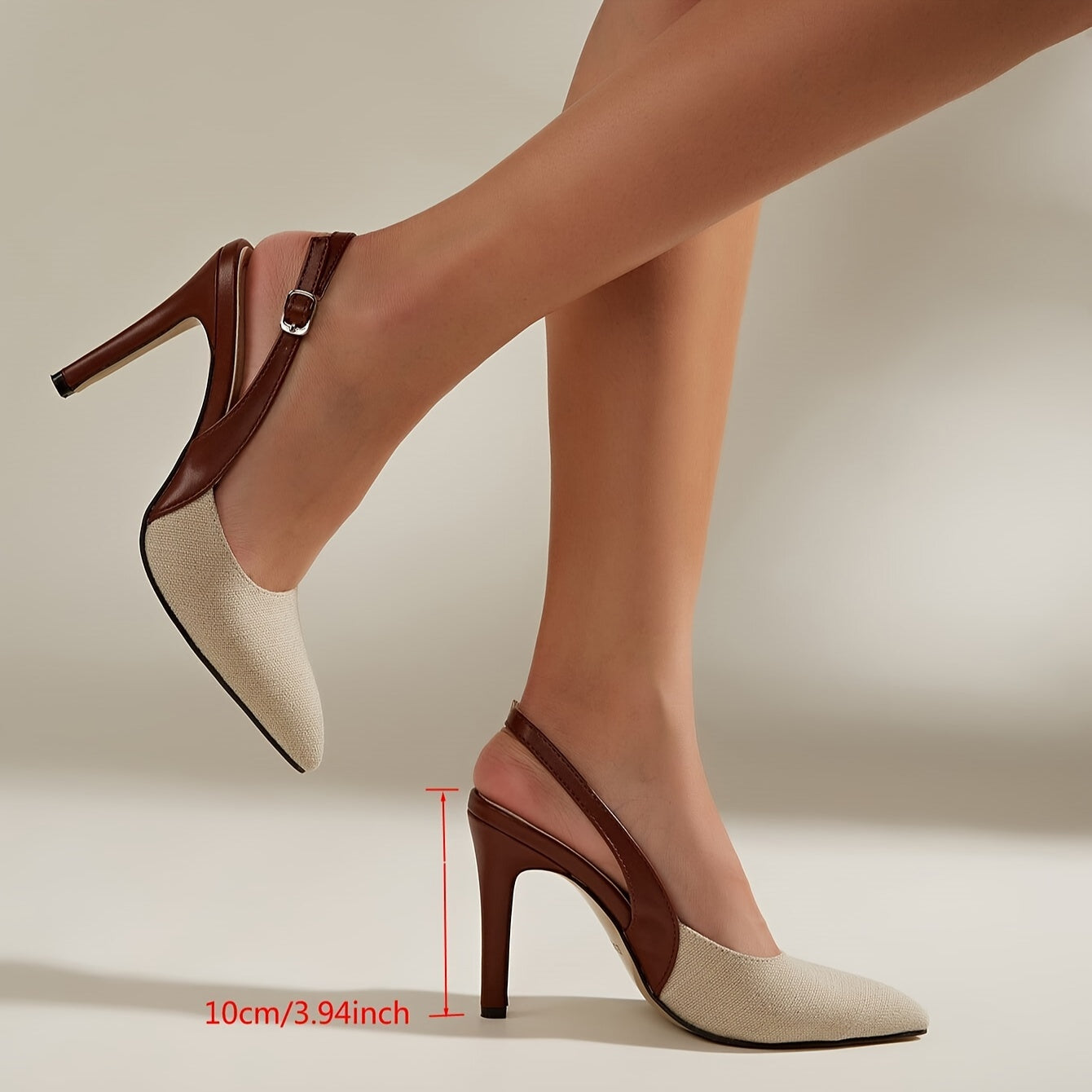 Escarpins Femme à Talons Aiguilles – Bout Pointu, Marron et Beige, Confortables pour le Bureau ou Tenues Formelles, Dessus Synthétique, Semelle en Caoutchouc, Polyvalents Toute Saison