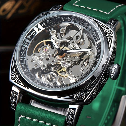 Business fashion Men's watches, mechanical movements, automatic mechanical watches, artificial leather straps, best-selling watches for young men to give to their boyfriends and husbands. There are multiple colors to choose f