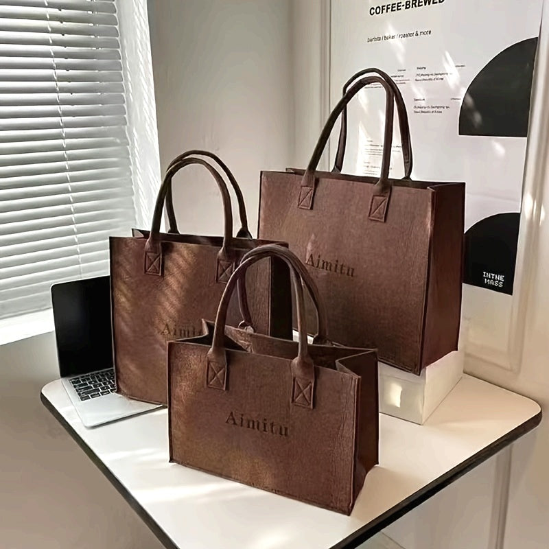 Sac Cabas en Feutre Simple pour Femmes – Idéal pour Employées de Bureau, Étudiantes, Fêtes, Déplacements, Extérieur, Léger avec Grande Capacité de Rangement