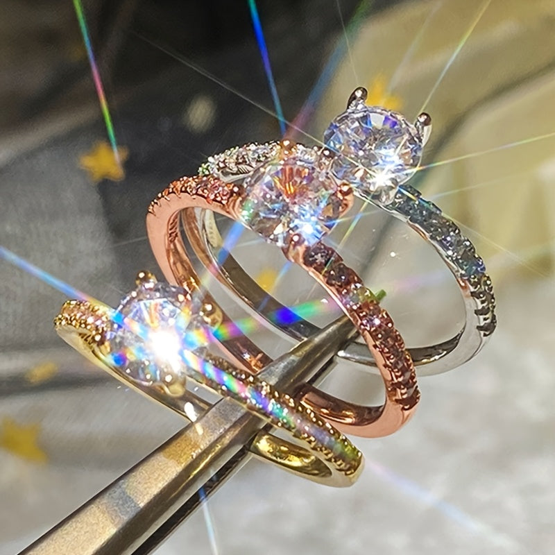 An Elegant And Classic 4-Prong Engagement Ring for Women, Featuring a Sparkling Synthetic Zirconia, Perfect As a Valentine'S Day Gift Or for Parties, Without Card Packaging.