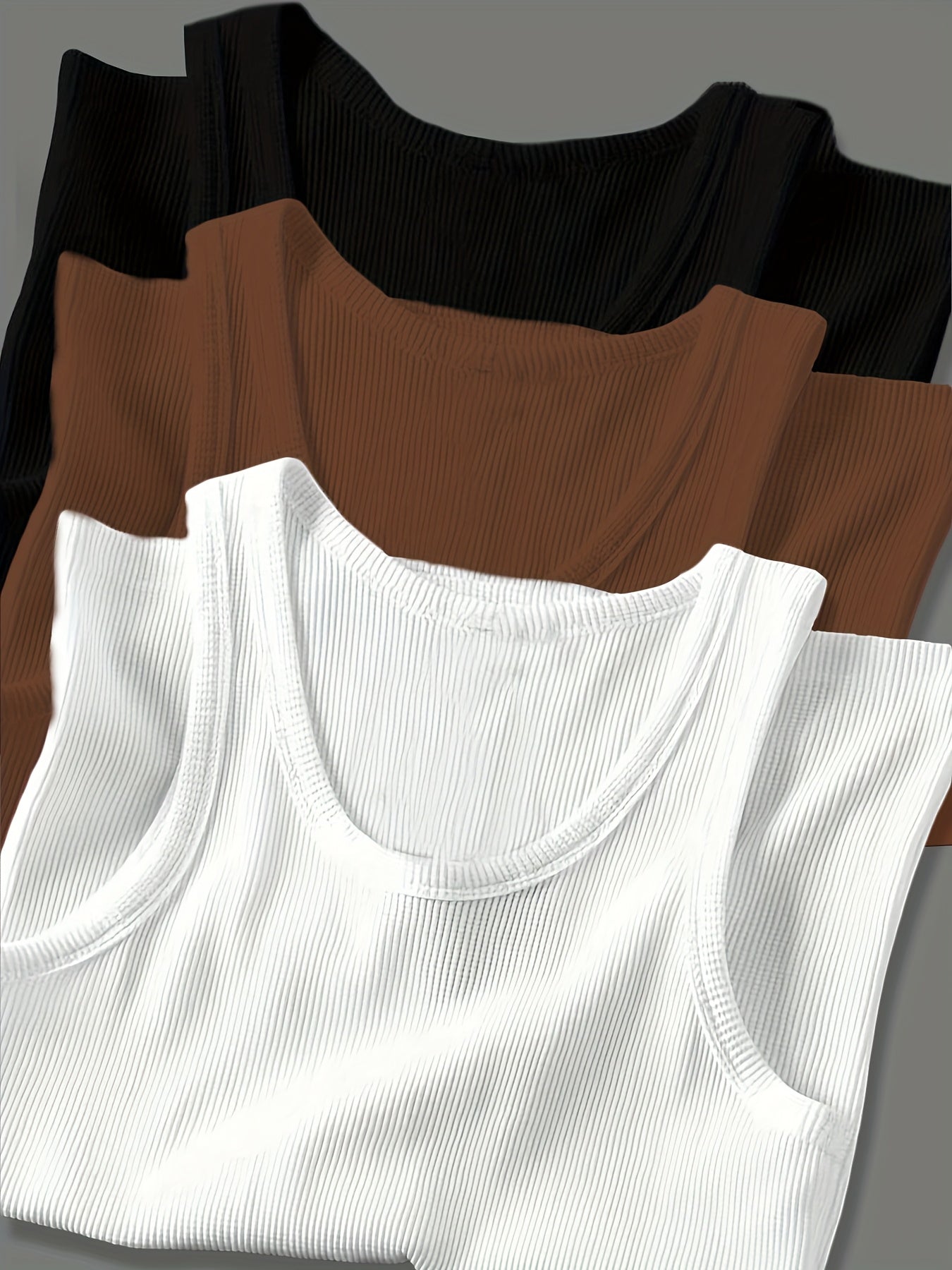 Lot de 3 Débardeurs Homme – Couleur Unie Côtelée