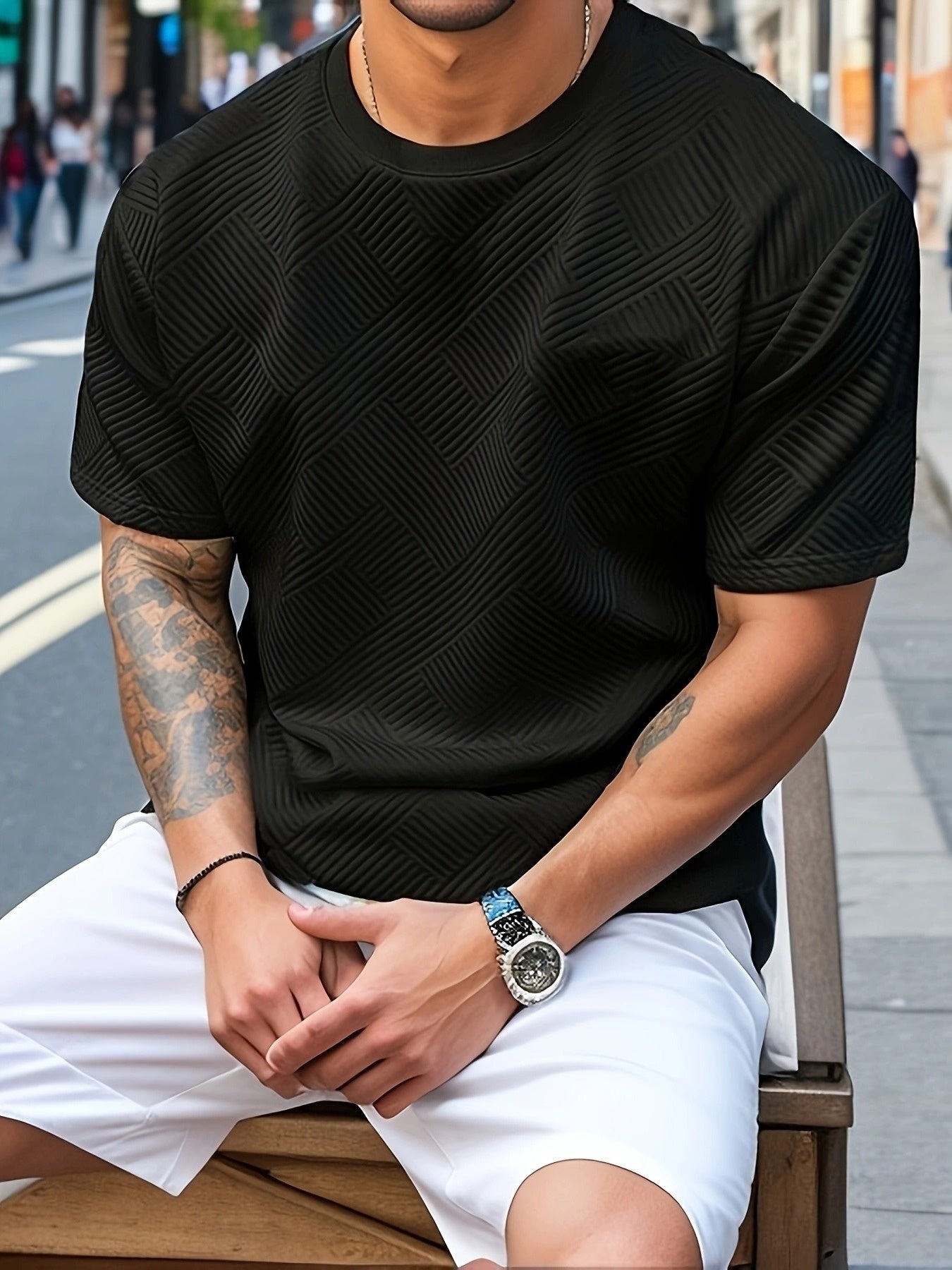 Men's Solid Color Summer Simple Fashion Casual Top, Crew Neck T-Shirt, Suitable for Husband Gift and Father's Day Present
