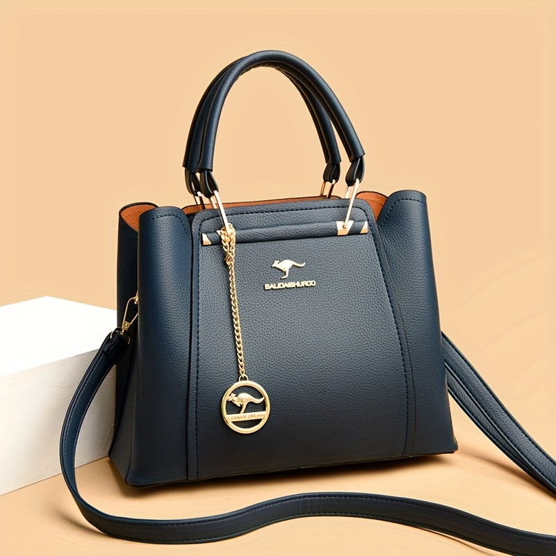 Sac fourre-tout noir élégant pour femme – Bandoulière amovible, fermeture zippée, détail métallique, polyvalent et stylé