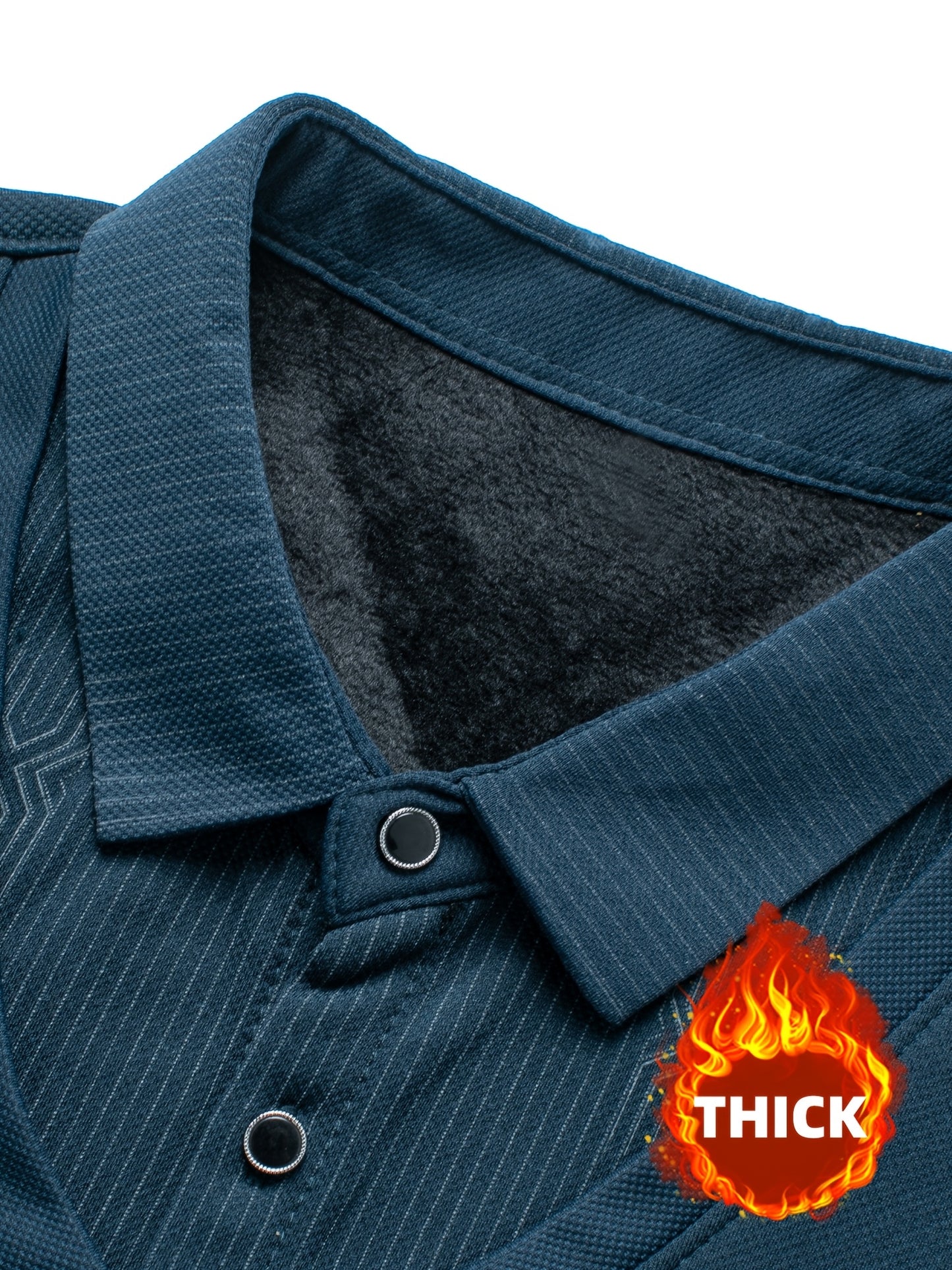 New Autumn And Winter Men'S Long-Sleeve Thickened Fleece Top with a Faux Two-Piece Design, Featuring a Deer Head Label, Stylish Pinstripe Pattern, Warm And Soft for Cold Weather, Perfect for Outdoor Activities, And a Great Gi