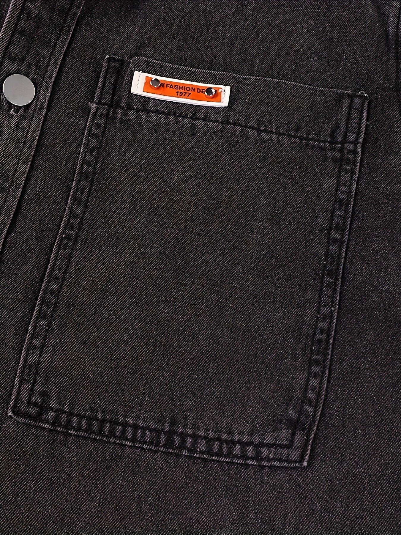 Men's Plus Size Loose Fit Non-Stretch Denim Shirt - Asymmetrical Chest Pockets, Classic Collar Long Sleeve Casual & Evening Shirt for Spring/Fall, Machine Washable, Durable Fabric, Fall Outfit, Stylish Menswear, Sturdy