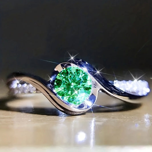 Elegant Promise Ring Featuring Sparkling Zirconia Available in Various Colors, Perfect for Engagement Or Wedding, with Multiple Size Options for Brides.